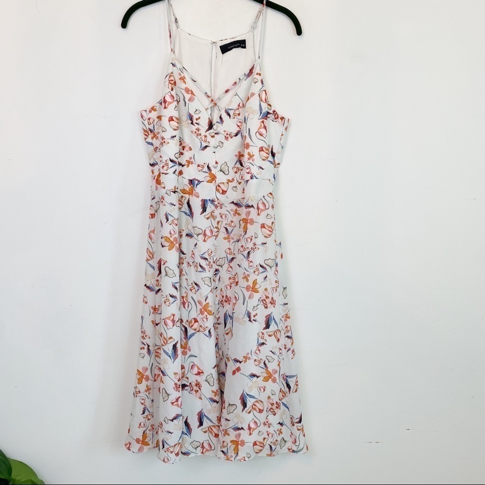 ADELYN RAE white floral cut out mini dress
